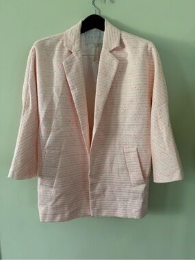 FRNCH Blush Pink Tweed Open Front Blazer